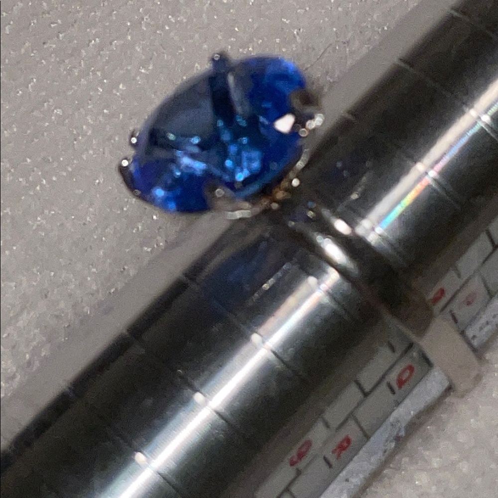 Elegant Blue Spinel Silver Ring Size 8